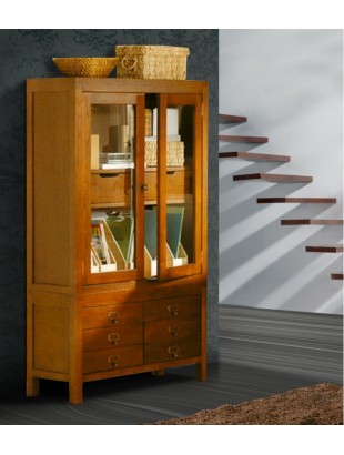 http://www.commodeetconsole.com/2866-thickbox_default/bibliotheque-antiquaire-portes-vitrees-6-tiroirs.jpg