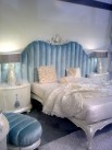 Lit et tête de lit bleu Milan 