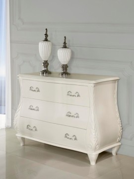 Commode baroque blanche 3 tiroirs 