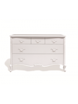 Commode 5 tiroirs blanche Glamour 